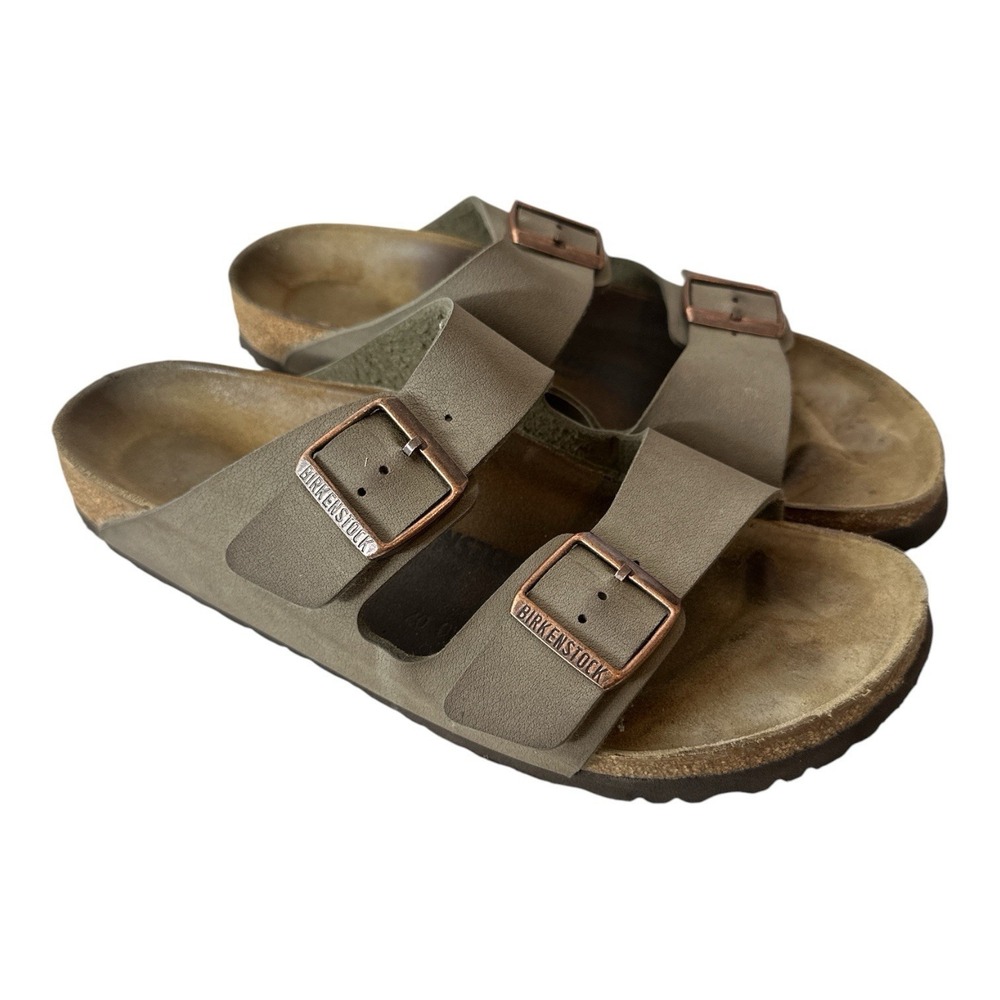 Birkenstock Arizona Faded Sandals Size 41 Khaki Oiled Leather Regular